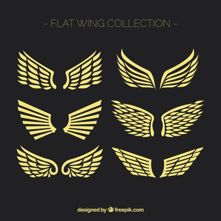 Premium Vector | Collection of golden wings