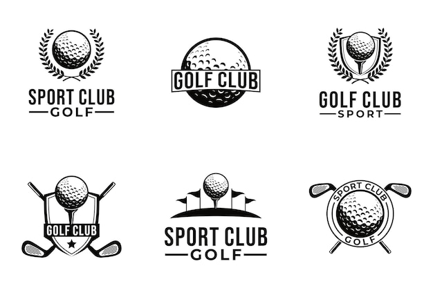 Vettore collezione di modelli grafici vettoriali di golf illustrati per club sportivo