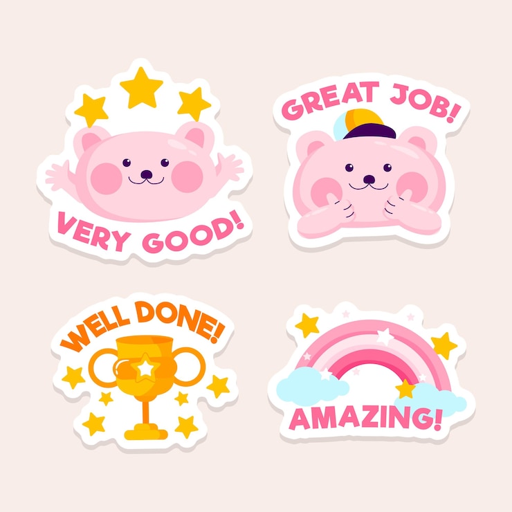 Collection of good job and great job stickers