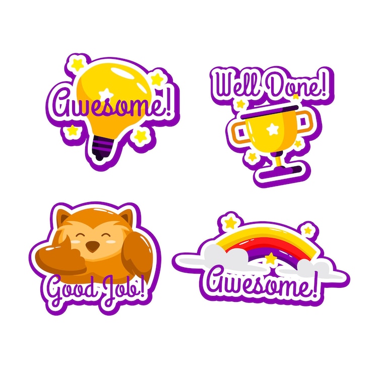 Collection of good job and great job stickers
