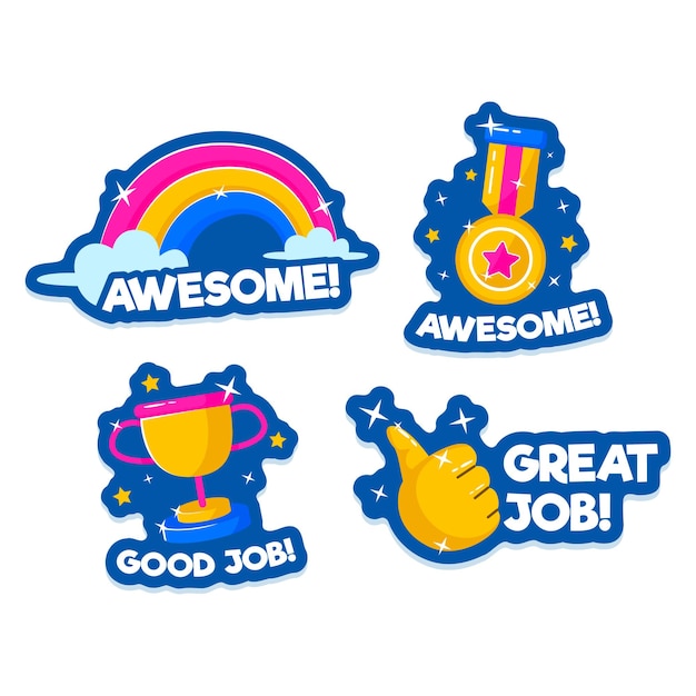 Vector collection of good job and great job stickers