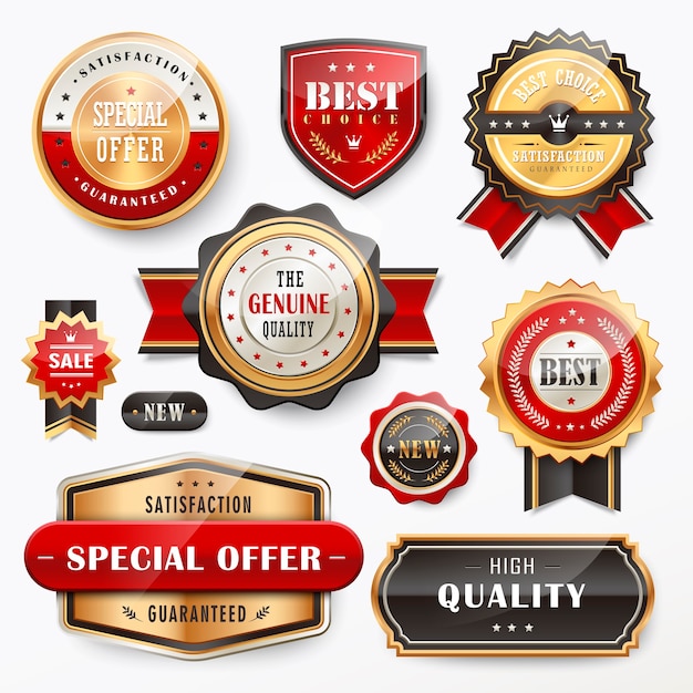 Collection of gorgeous premium golden labels design set