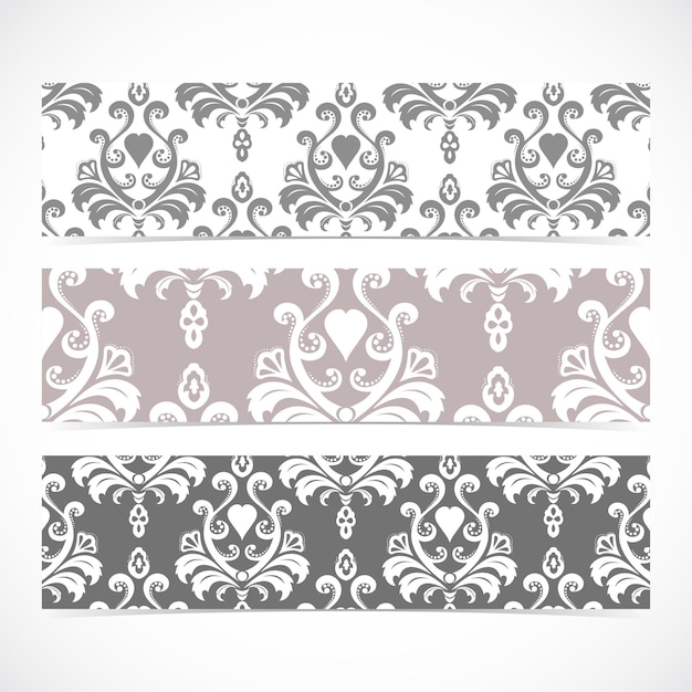 Vector collection gorizontal banners in the style of baroque