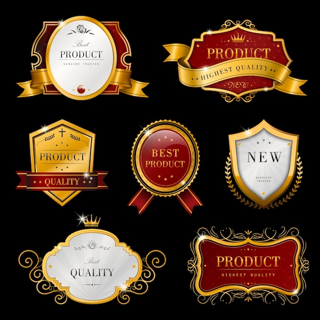 Collection of graceful premium golden labels design set