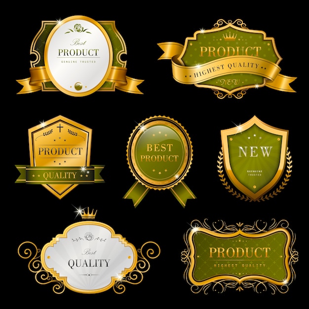 Vector collection of graceful premium golden labels design set