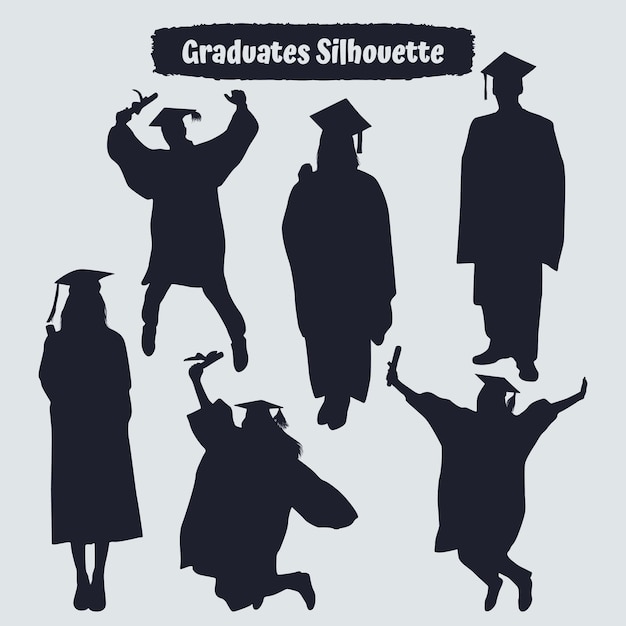 Collection of Graduates Celebrating silhouettes in different poses