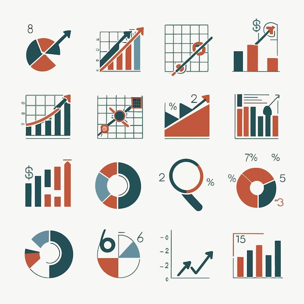 Premium Vector | A collection of graphs and charts with a graph on the top