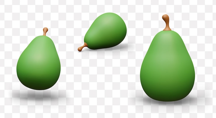 Vector 다양한 각도 에서 볼 수 있는 녹색 아보카도 컬렉션