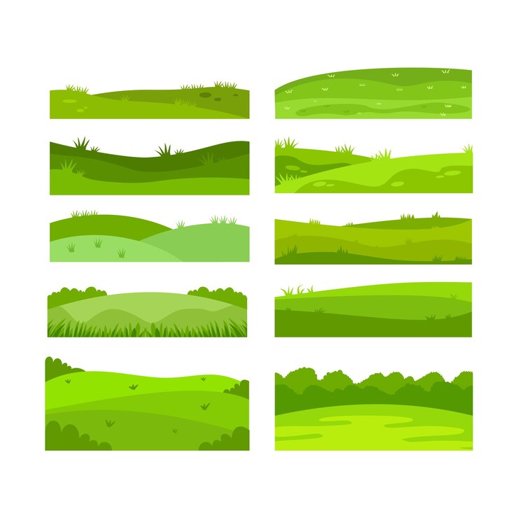 Vector a collection of green hills landscapes vector illustration