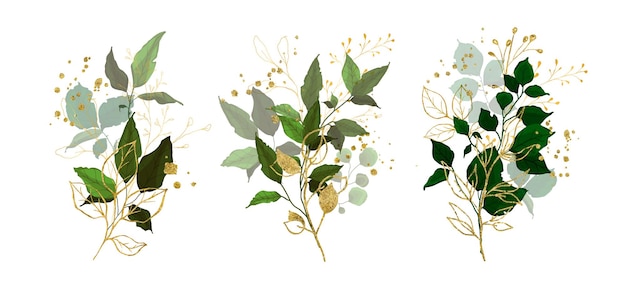 Vector collection of greenery branch leaves