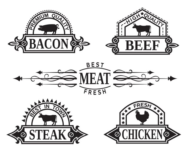 Vector collection of grill labels