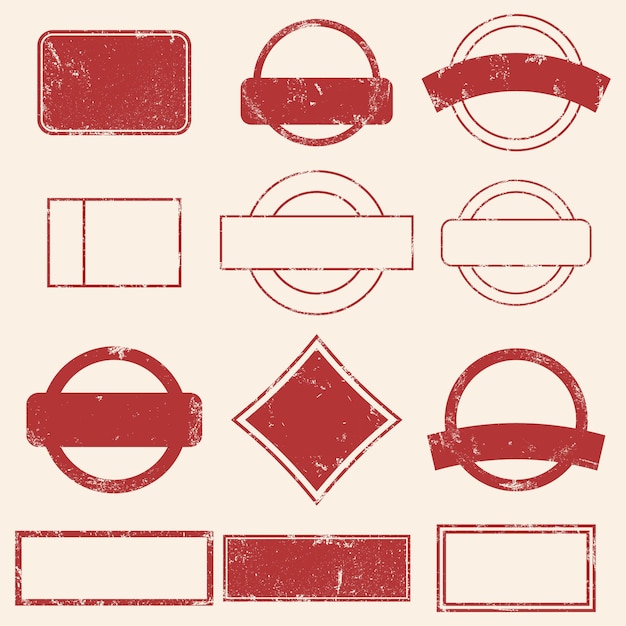collection of grunge style blank stamps