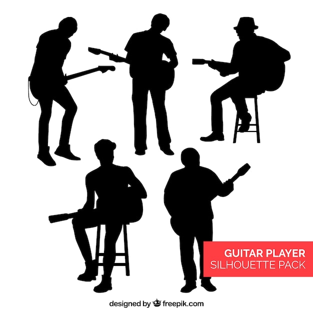 Vector collection of guitarist silhouettes