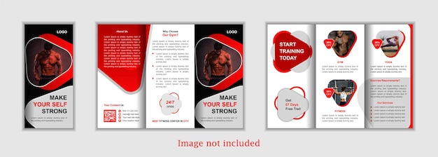 Vector a collection of gym and fitness trifold brochure design or body building and yoga brochure template