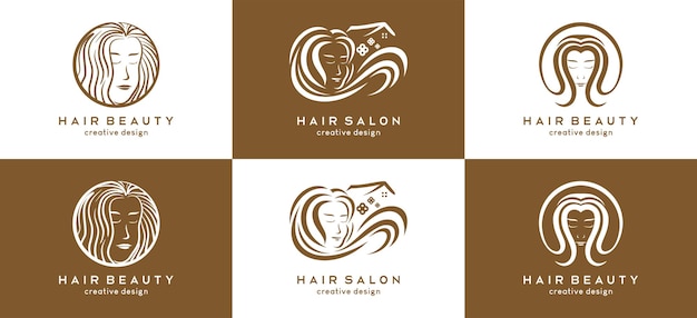 Una raccolta di design di logo per parrucchiere o cura dei capelli con concetti creativi