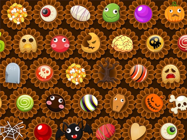 Collection of halloween candy sweet vector