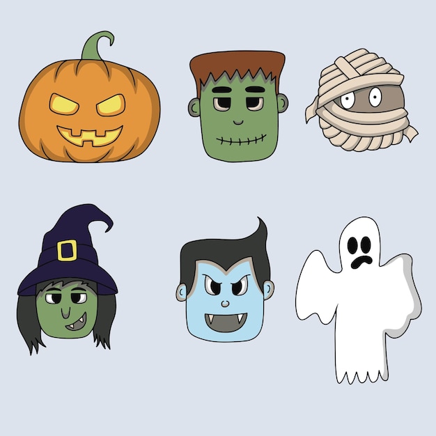 Collezione di illustrazioni di personaggi di halloween
