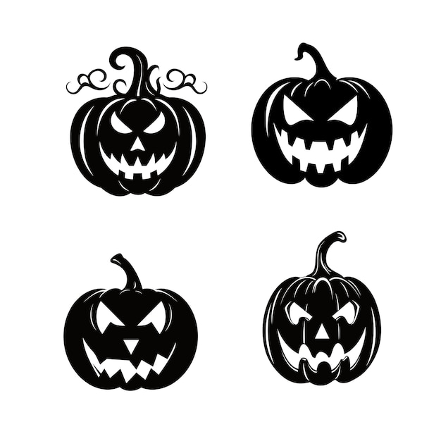 Vector collection of halloween pumpkin silhouette