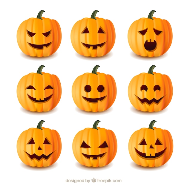 Collection of halloween pumpkins