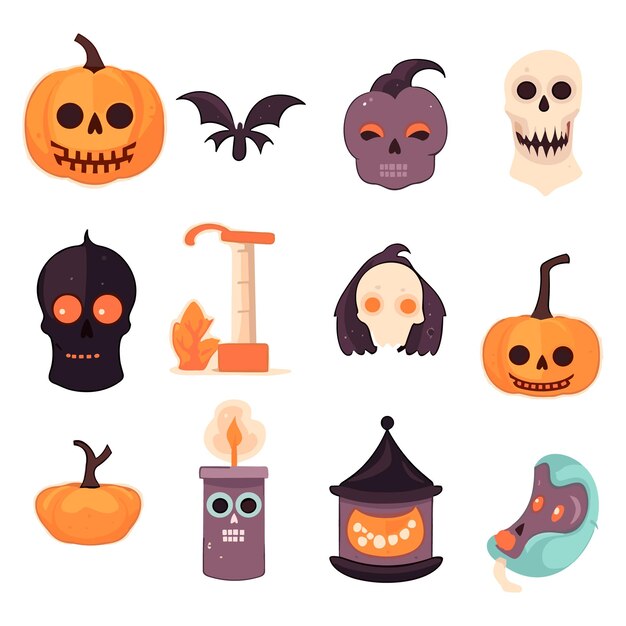 Collection of Halloween silhouettes vector illustration