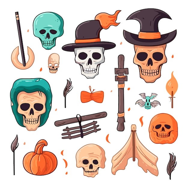 Collection of Halloween silhouettes vector illustration