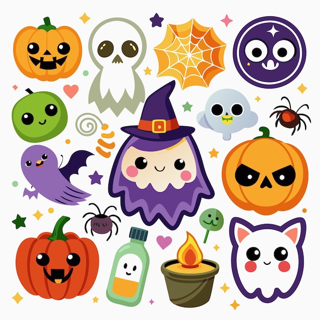 Vector collection of halloween vector elements set of spooky autumn illustrations