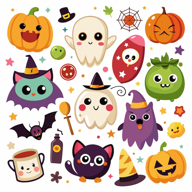 Vector collection of halloween vector elements set of spooky autumn illustrations
