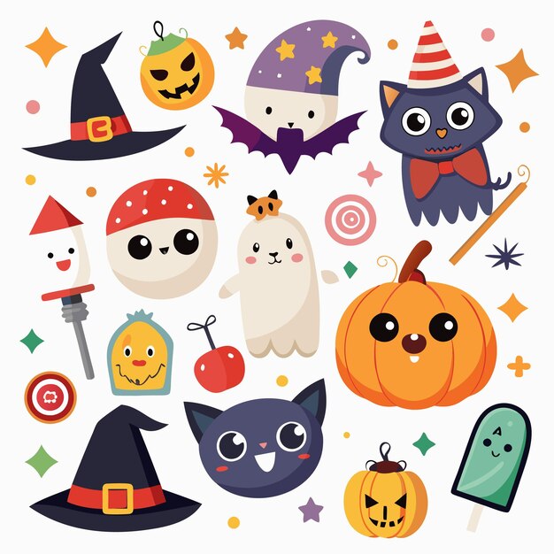 Vector collection of halloween vector elements set of spooky autumn illustrations