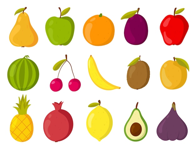 Collection of hand draw healthy natural fruits