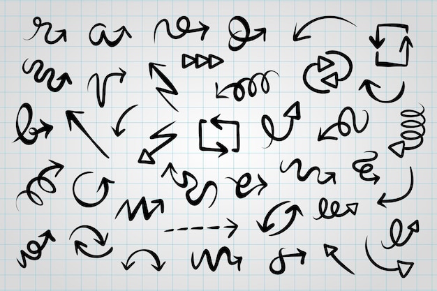collection hand drawn arrows set simple arrows isolated on white background arrow mark icons arrow
