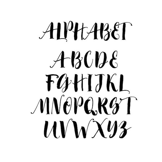 Vector collection of hand drawn brush letters.