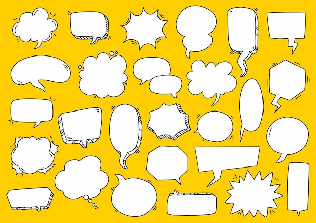 Vector collection of hand drawn bubble speech