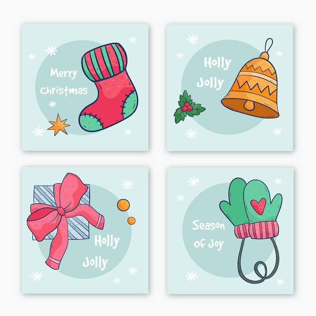 Vector collection of hand drawn christmas cards