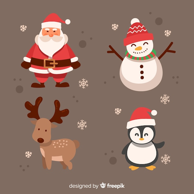 Collection of hand drawn christmas characters