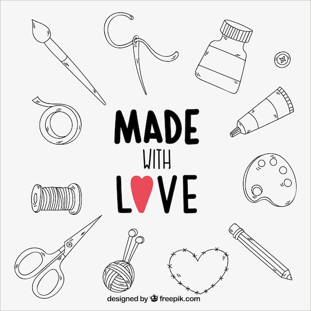 Collection of hand-drawn craft elements