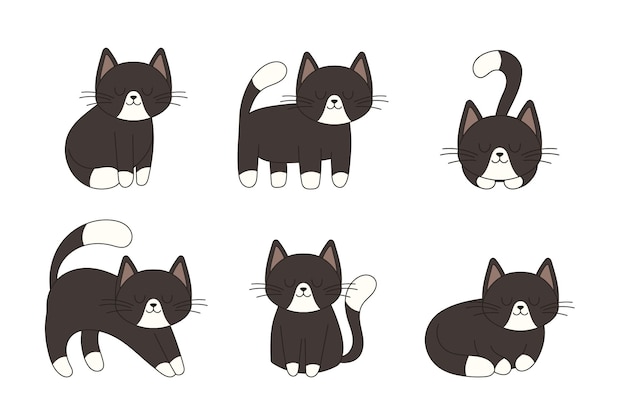 Collection hand drawn cute cats perfect for scrapbooking greeting card poster sticker kit