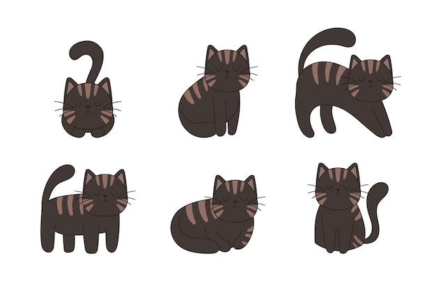 Collection hand drawn cute cats perfect for scrapbooking greeting card poster sticker kit