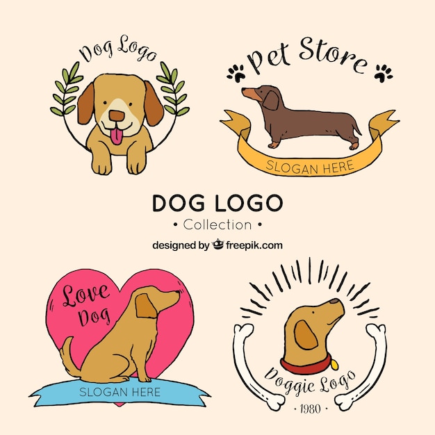 Vector collection of hand-drawn dog logos