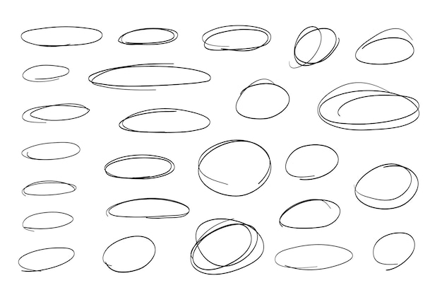 手描きのドゥードル・オバル・フォームのコレクション