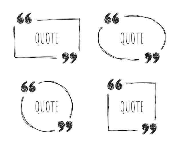 Collection of hand drawn doodle quote boxes, speech bubbles, sketch vector frames.