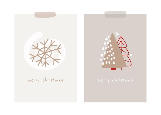 Vector collection of hand drawn flat christmas illustrations for a postcard