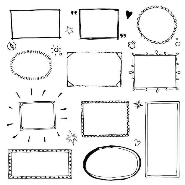 Vector collection of hand drawn frames