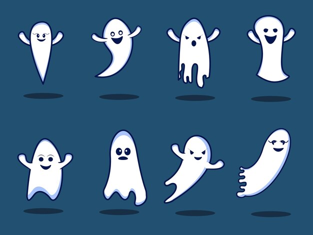 Vector collection of hand drawn halloween ghost design illustration
