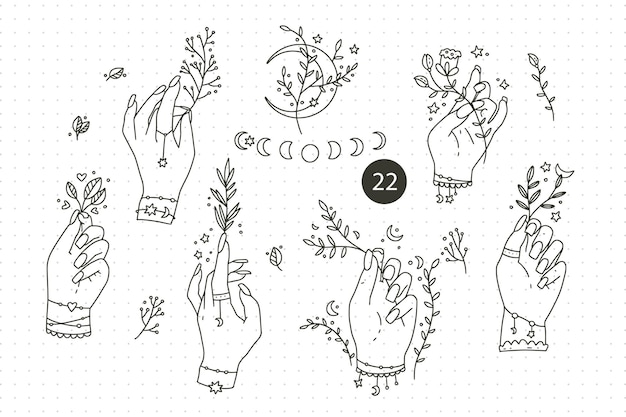 Vector collection hand drawn hand set