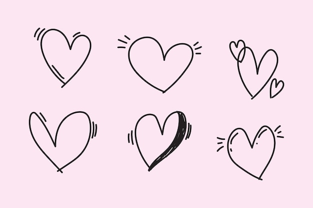 Vector collection of hand drawn hearts