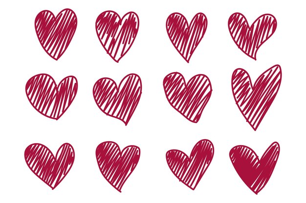 Vector collection of hand drawn hearts