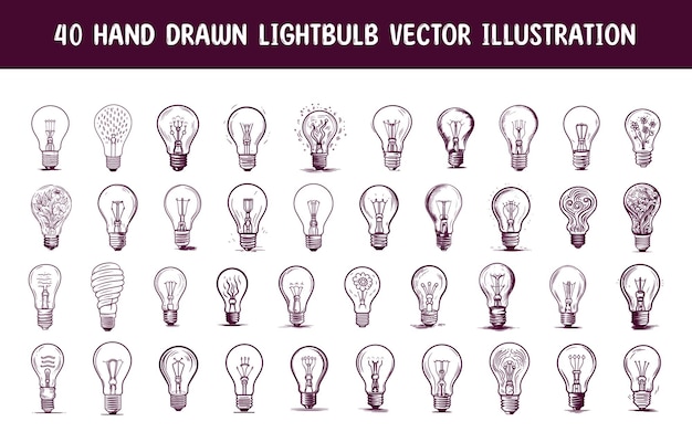 collection hand drawn light bulb vector illustration hand drawn vector illustration