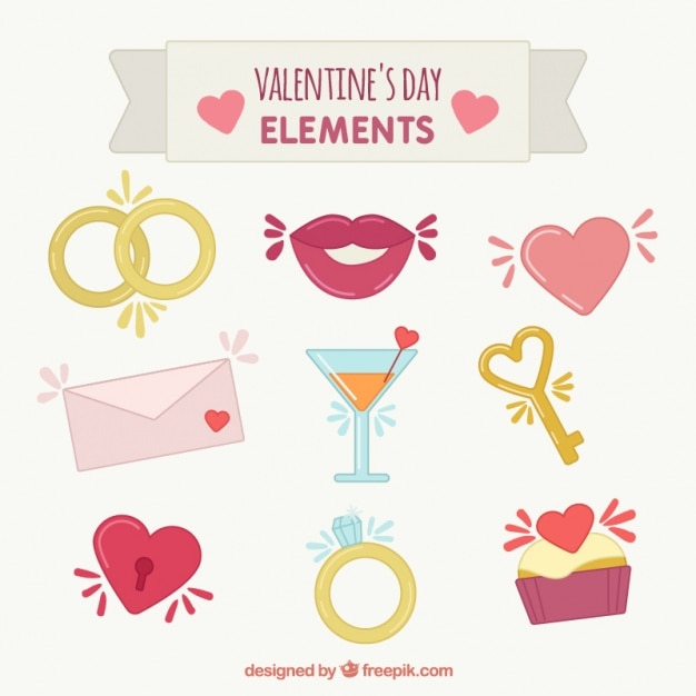 Vector collection of hand drawn love elements