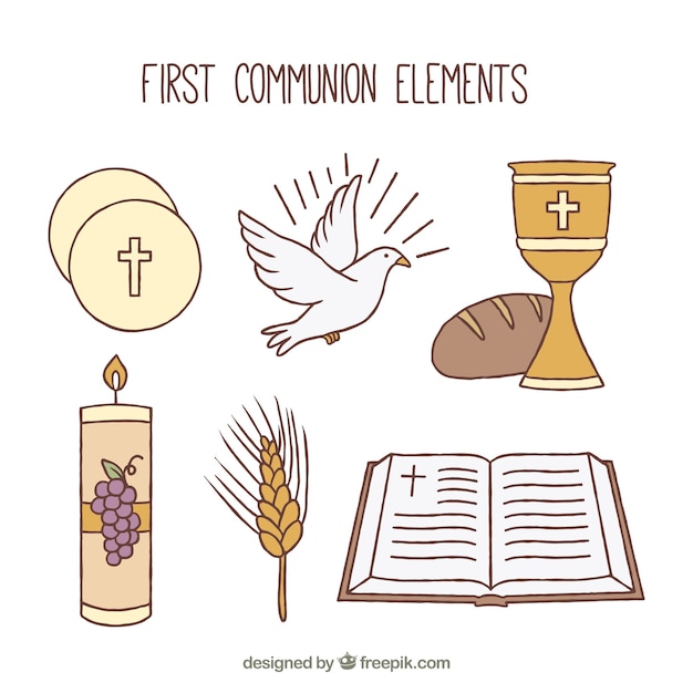 Vector collection of hand drawn religious items