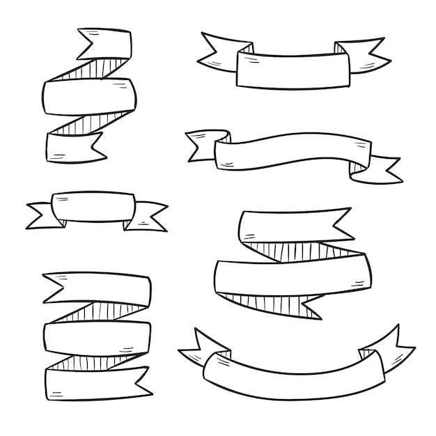 Vector collection of hand drawn ribbons